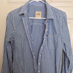 Hollister blue stripe button down, size L